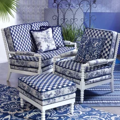 Outdoor|Spring|MacKenzie-Childs Indigo Villa Outdoor Loveseat