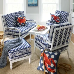 Outdoor|Spring|MacKenzie-Childs Indigo Villa Outdoor Ottoman