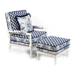 Outdoor|Spring|MacKenzie-Childs Indigo Villa Outdoor Ottoman