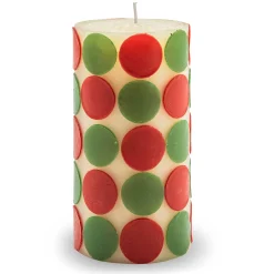 Holiday|Candles & Fragrances|MacKenzie-Childs Macrodot 6 Red  Green Pillar Candle