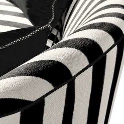 Living Room|MacKenzie-Childs Marquee Black Stripe Chenille Sofa