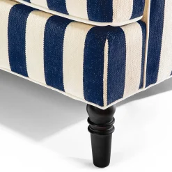 Living Room|MacKenzie-Childs Marquee Navy Stripe 2-Piece Right Arm Chaise Sectional
