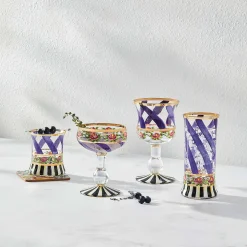 Drinkware|MacKenzie-Childs Maypole Lavender Tumbler Glass, Set of 2