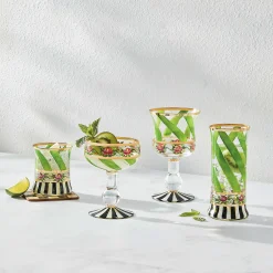 Drinkware|Bar Entertaining|MacKenzie-Childs Maypole Leaf Tumbler Glass, Set of 2