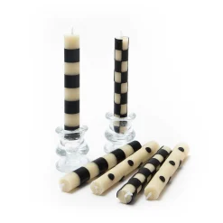 Candles & Fragrances|Table Accessories|MacKenzie-Childs Mini Black  Ivory Dinner Candles, Set of 6