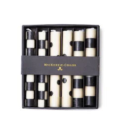 Candles & Fragrances|Table Accessories|MacKenzie-Childs Mini Black  Ivory Dinner Candles, Set of 6