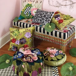 Pillows, Throws, & Cushions|MacKenzie-Childs Moonlight Garden Round Throw Pillow