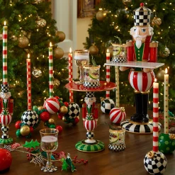 Holiday|Candles & Fragrances|MacKenzie-Childs Multi Bands Red  Green  Dinner Candles, Set of 2
