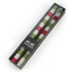 Holiday|Candles & Fragrances|MacKenzie-Childs Multi Bands Red  Green  Dinner Candles, Set of 2