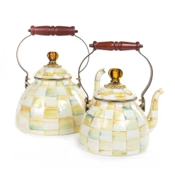 Tea Kettles|MacKenzie-Childs Parchment Check 3 Quart Tea Kettle
