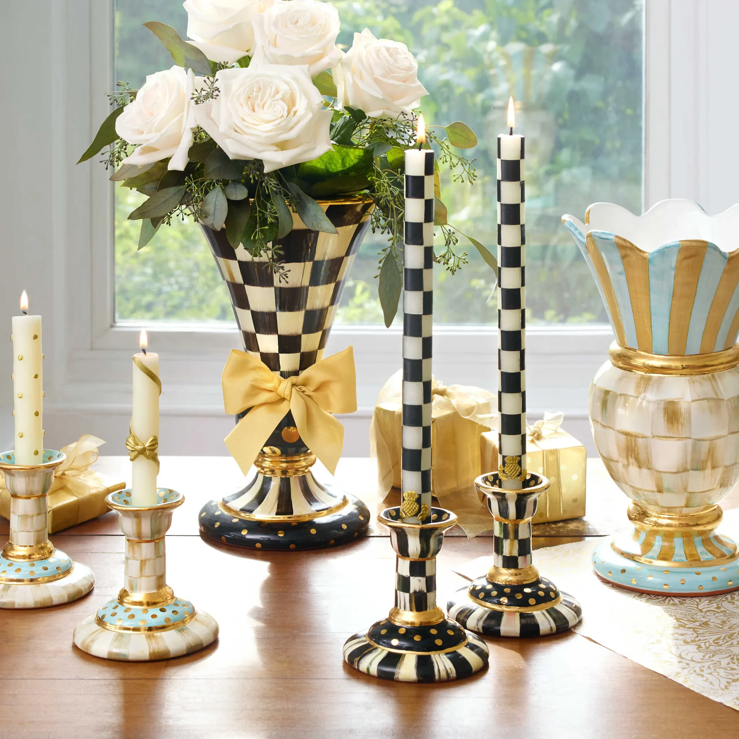 Room Accents|MacKenzie-Childs Parchment Check Great Vase