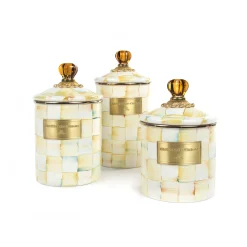 Room Accents|Kitchen Storage & Organization|MacKenzie-Childs Parchment Check Large Canister