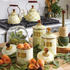 Room Accents|Kitchen Storage & Organization|MacKenzie-Childs Parchment Check Small Canister