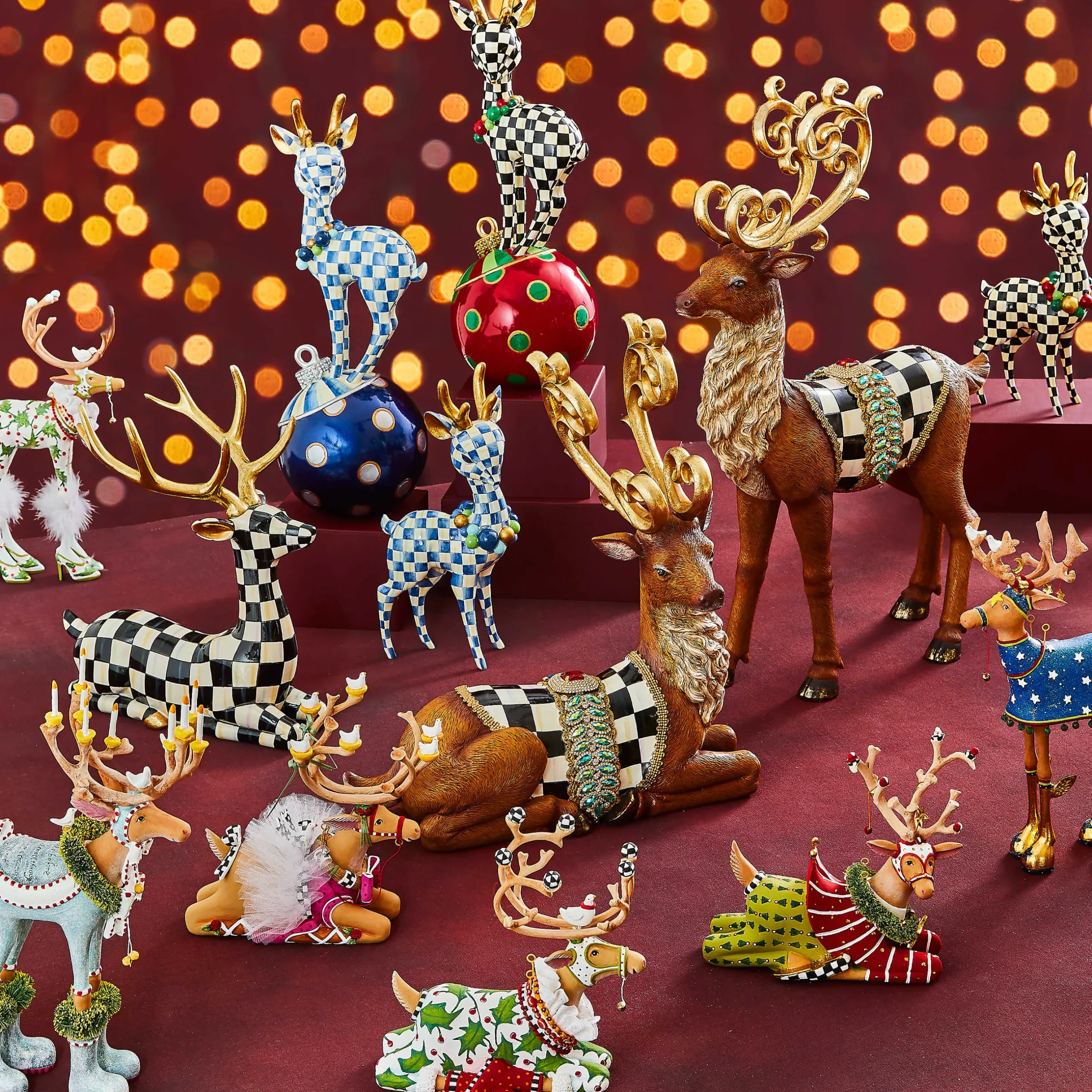 Holiday|Room Accents|MacKenzie-Childs Patience Brewster Dash Away Sitting Prancer Reindeer Figure