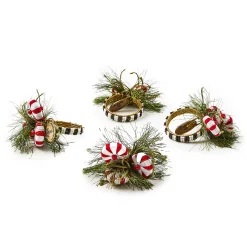 Table Accessories|Kitchen & Table Linens|MacKenzie-Childs Peppermint  Pine Napkin Rings, Set of 4