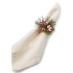 Table Accessories|Kitchen & Table Linens|MacKenzie-Childs Peppermint  Pine Napkin Rings, Set of 4