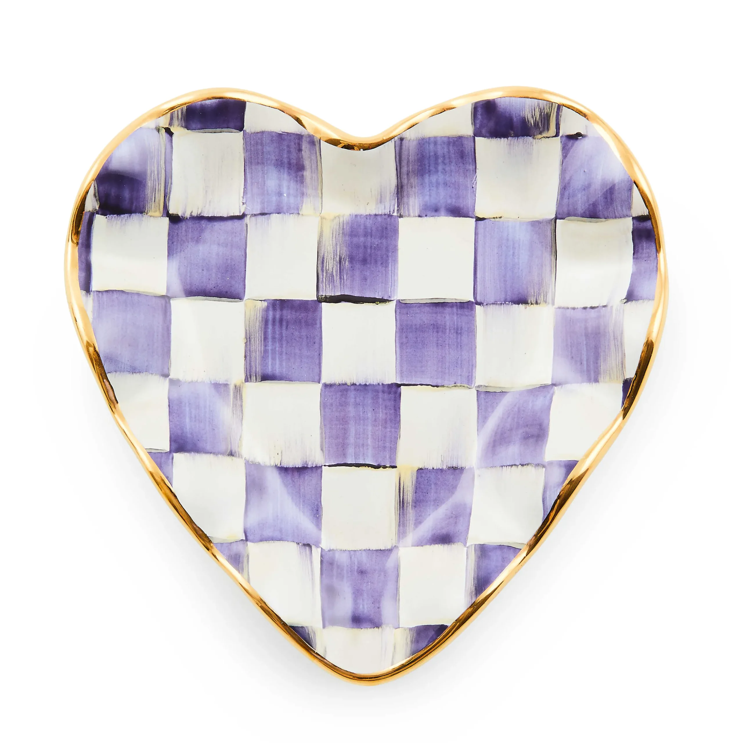 Room Accents|Serveware|MacKenzie-Childs Plum Check Fluted Ceramic Heart Plate
