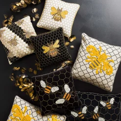 Pillows, Throws, & Cushions|MacKenzie-Childs Queen Bee Black Throw Pillow