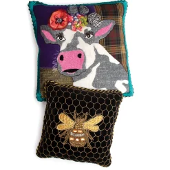 Pillows, Throws, & Cushions|MacKenzie-Childs Queen Bee Black Throw Pillow