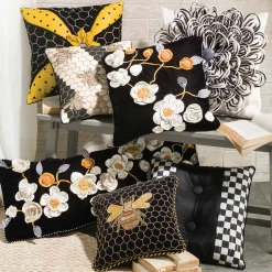 Pillows, Throws, & Cushions|MacKenzie-Childs Queen Bee Black Throw Pillow