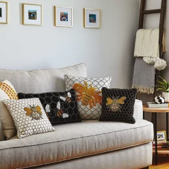 Pillows, Throws, & Cushions|MacKenzie-Childs Queen Bee Black Throw Pillow