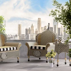 Outdoor|Spring|MacKenzie-Childs Queen Bee Courtyard Outdoor Wing Chair