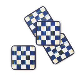 Table Accessories|Kitchen & Table Linens|MacKenzie-Childs Royal Check Cork Back Coasters, Set of 4
