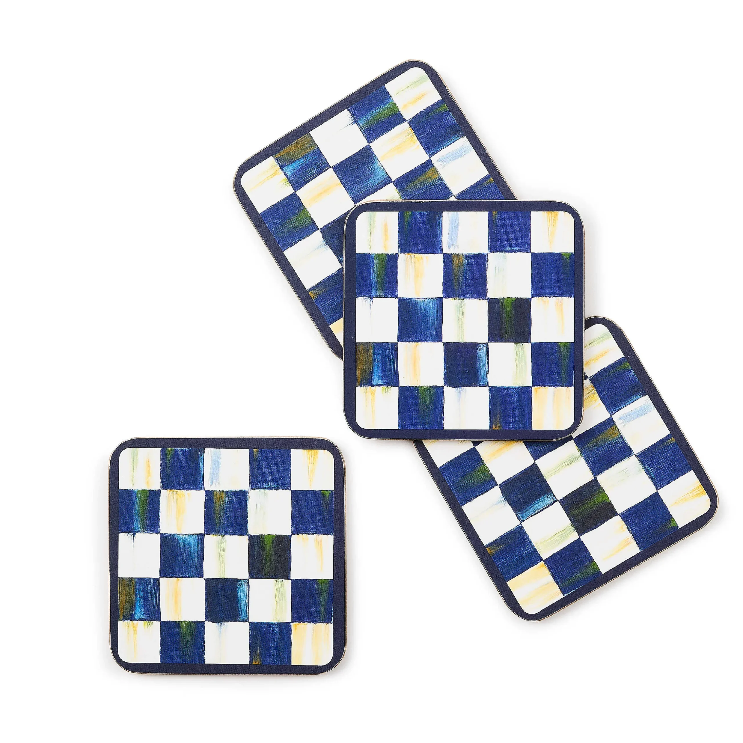 Table Accessories|Kitchen & Table Linens|MacKenzie-Childs Royal Check Cork Back Coasters, Set of 4