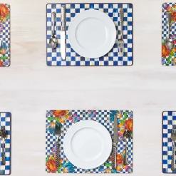 Table Accessories|Kitchen & Table Linens|MacKenzie-Childs Royal Check Cork Back Placemats, Set of 4
