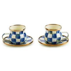 The Coffee Shop|Drinkware|MacKenzie-Childs Royal Check Espresso Cup  Saucer Set