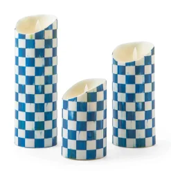 Candles & Fragrances|MacKenzie-Childs Royal Check Flicker 5 Pillar Candle