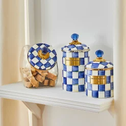 Room Accents|Kitchen Storage & Organization|MacKenzie-Childs Royal Check Large Canister