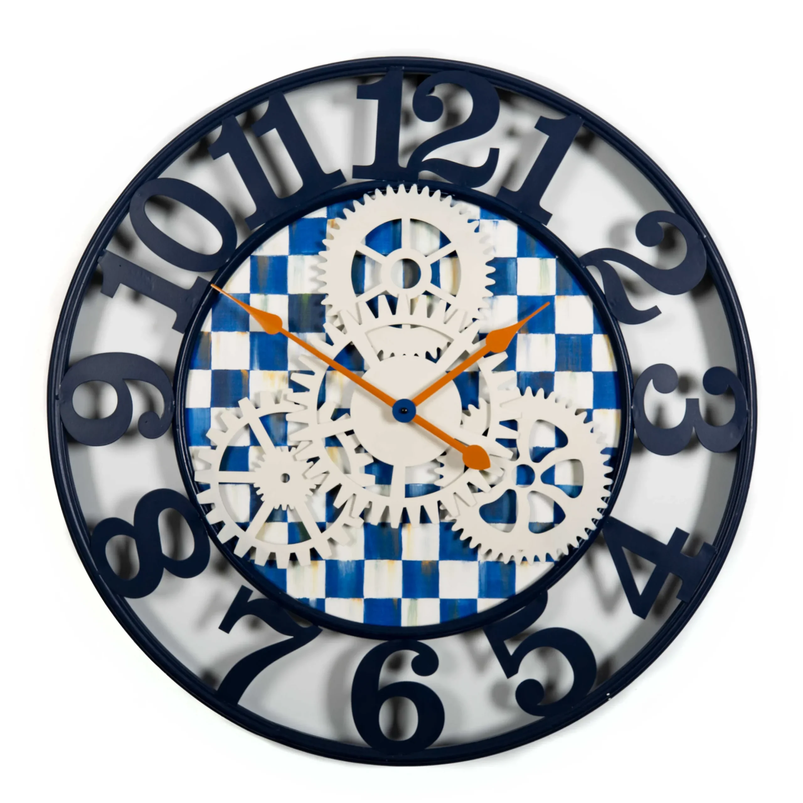 Room Accents|MacKenzie-Childs Royal Check Large Farmhouse Wall Clock