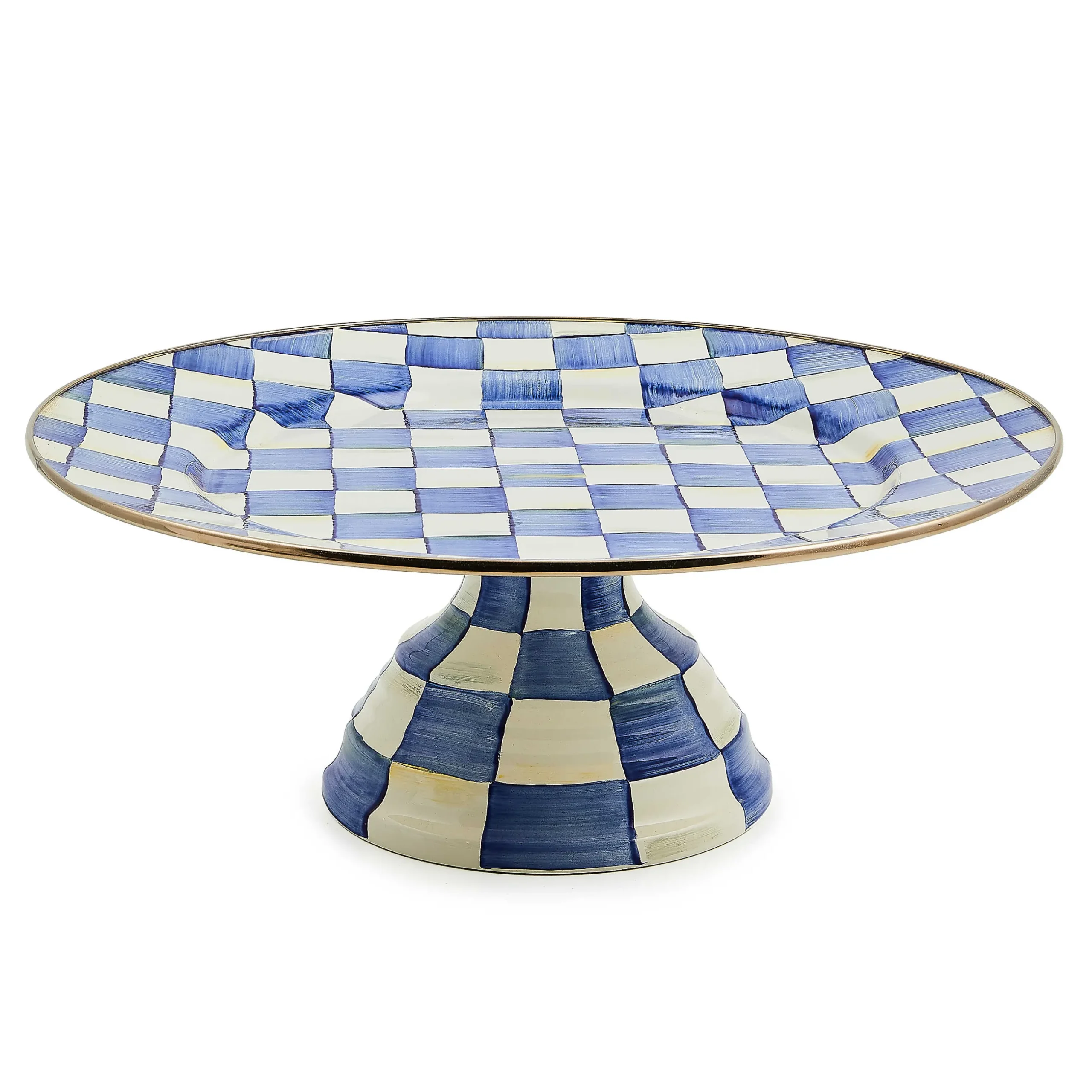 Serveware|MacKenzie-Childs Royal Check Large Pedestal Platter