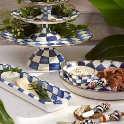 Serveware|MacKenzie-Childs Royal Check Large Pedestal Platter