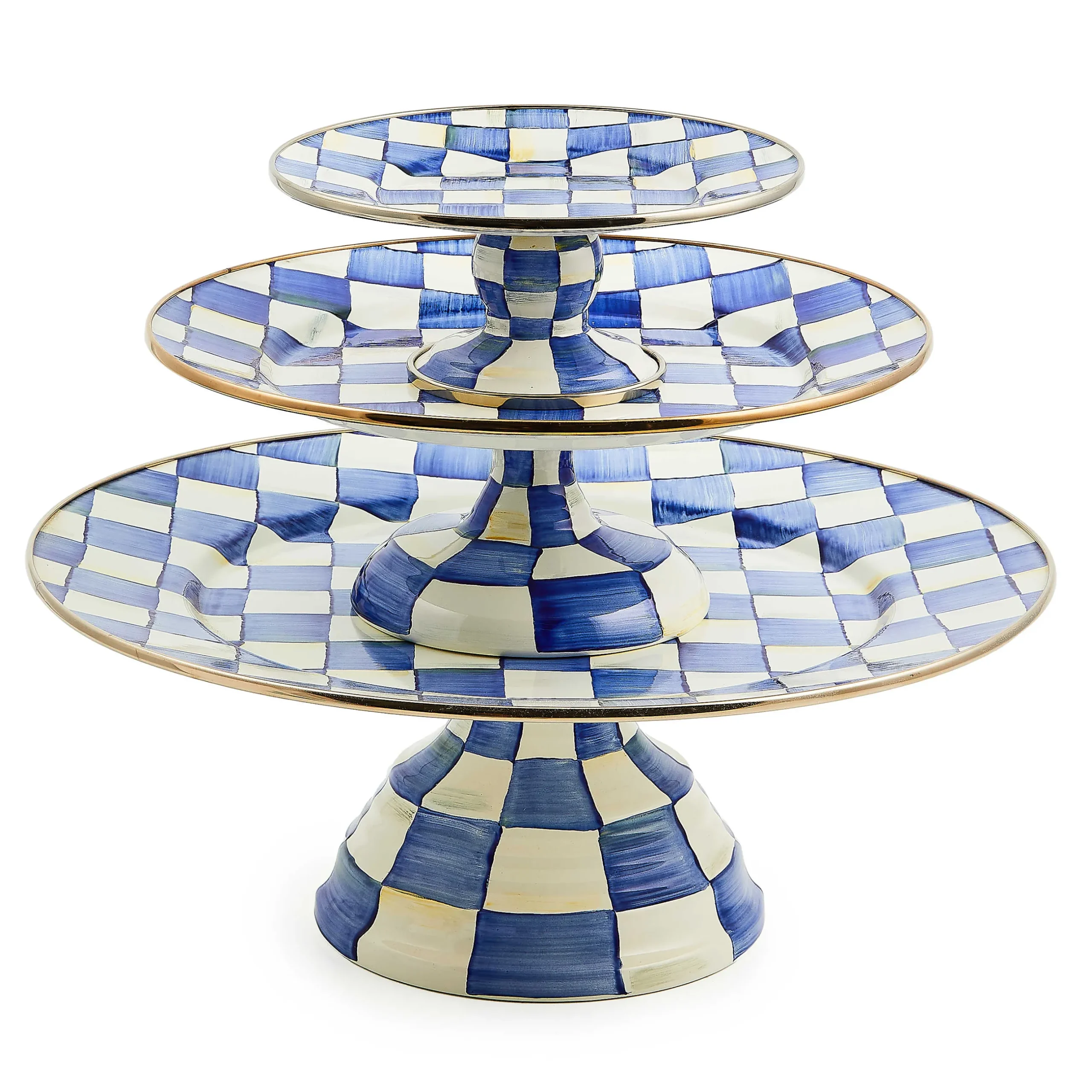 Serveware|MacKenzie-Childs Royal Check Large Pedestal Platter