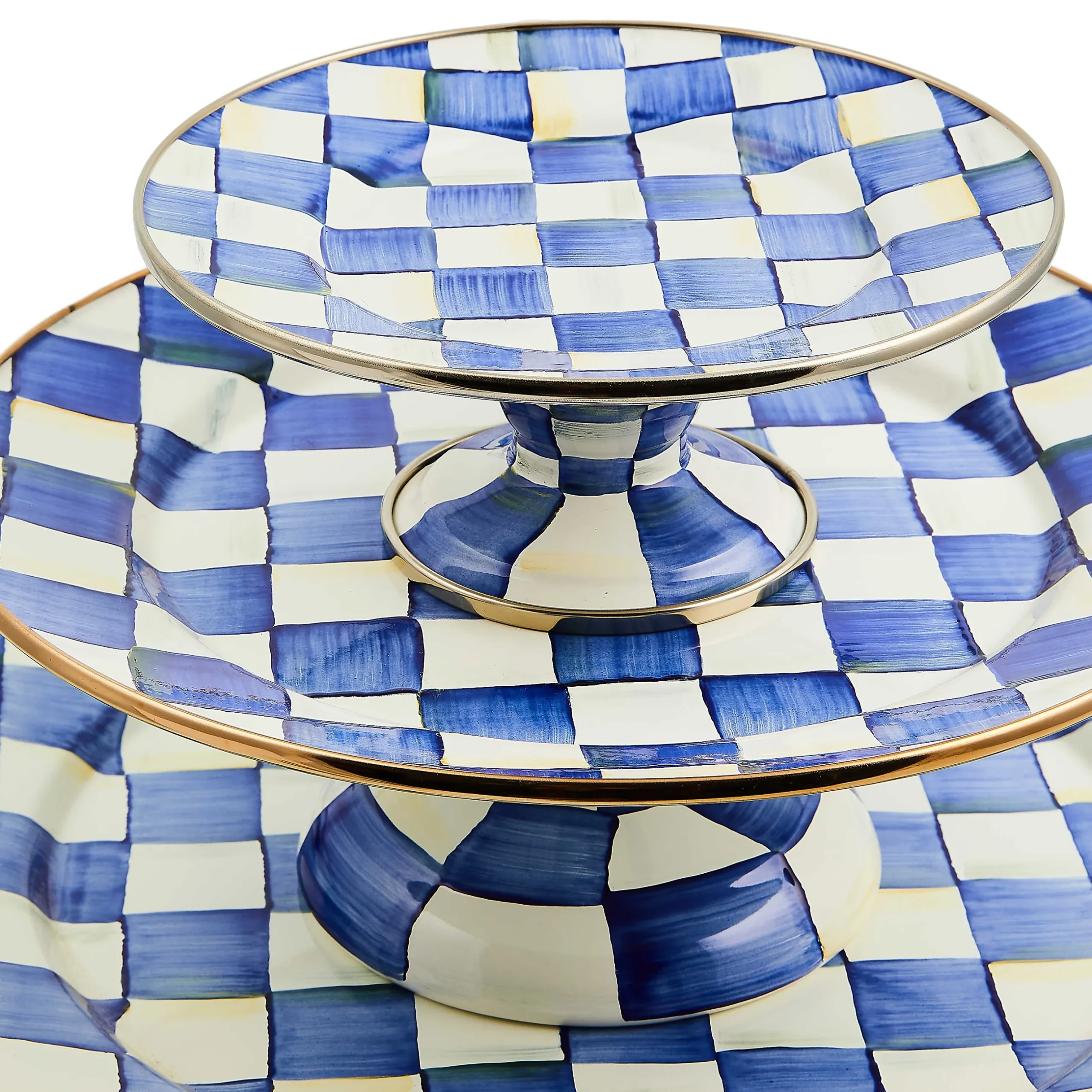 Serveware|MacKenzie-Childs Royal Check Large Pedestal Platter