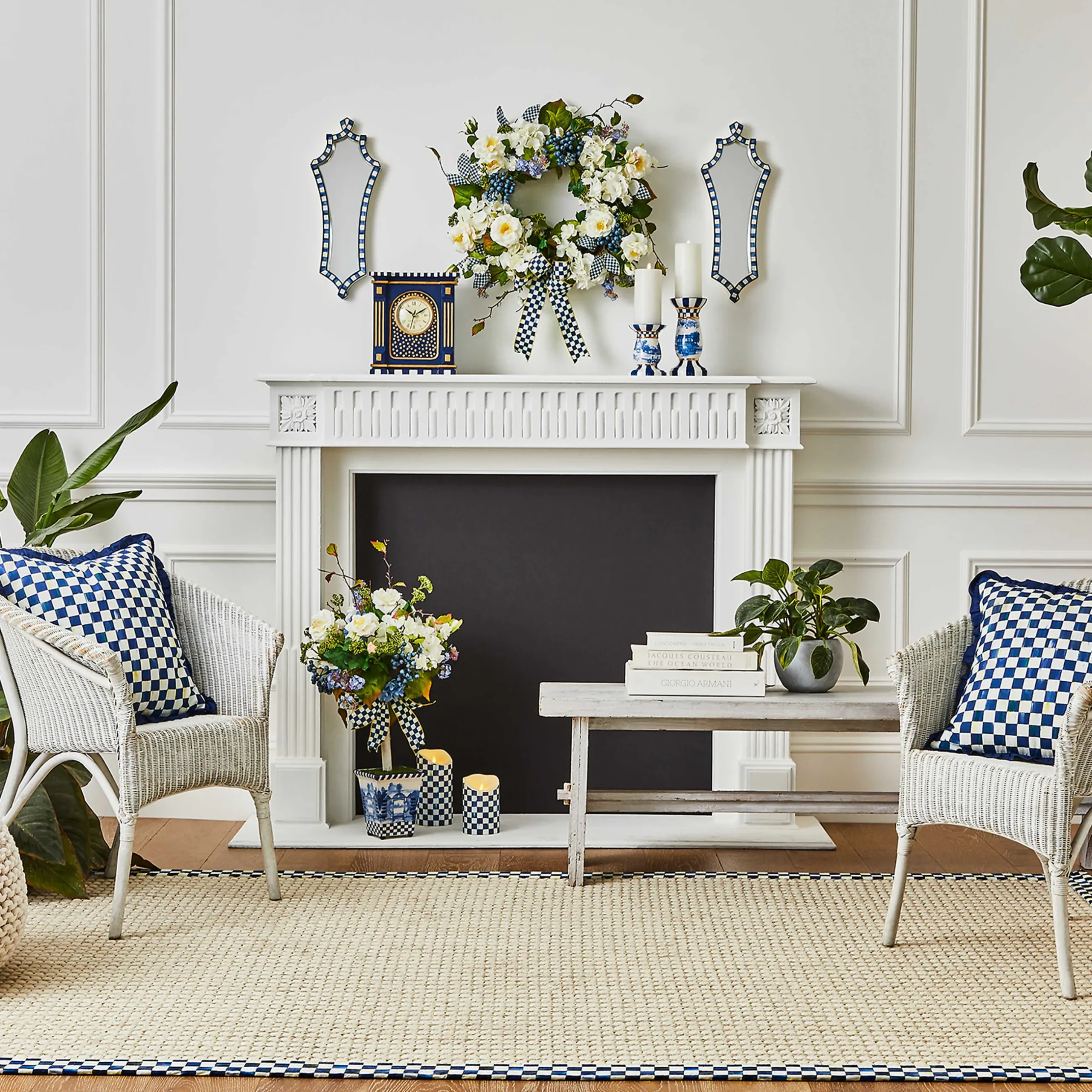 Room Accents|MacKenzie-Childs Royal Check Mantel Clock