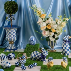 Room Accents|MacKenzie-Childs Royal Check Pedestal Tabletop Urn