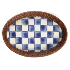 The Coffee Shop|Serveware|MacKenzie-Childs Royal Check Rattan  Enamel Small Serving Tray