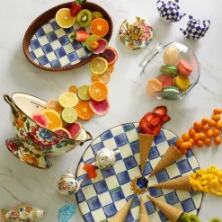 The Coffee Shop|Serveware|MacKenzie-Childs Royal Check Rattan  Enamel Small Serving Tray