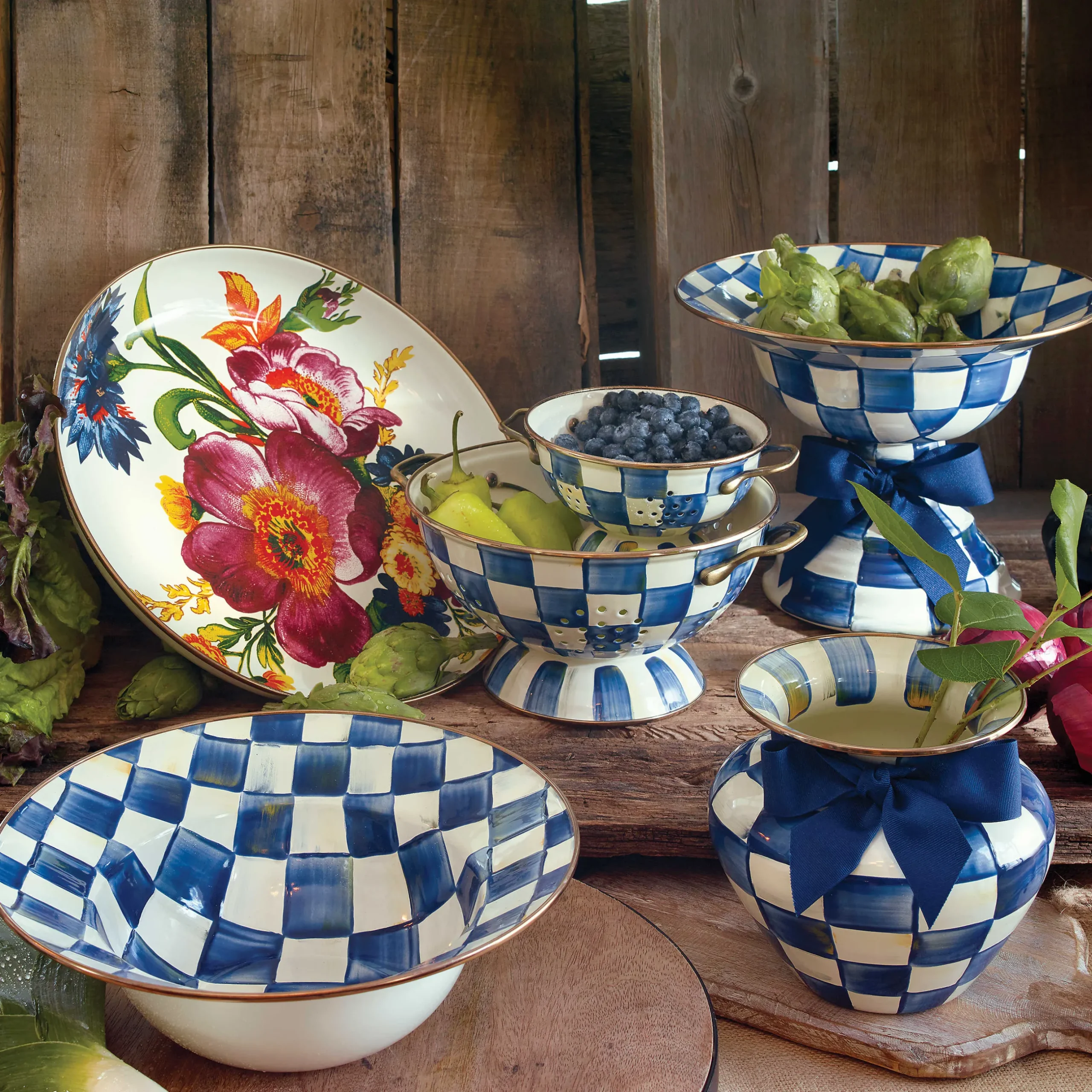 Serveware|MacKenzie-Childs Royal Check Serving Bowl