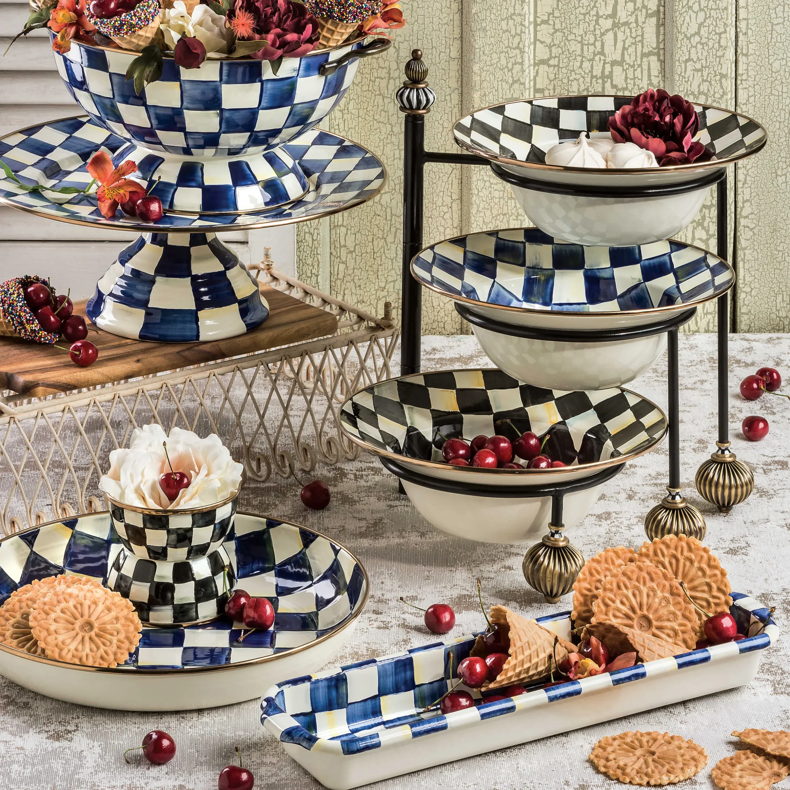 Serveware|MacKenzie-Childs Royal Check Serving Bowl