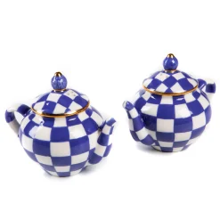 Table Accessories|Serveware|MacKenzie-Childs Royal Check Teapot Salt  Pepper Set