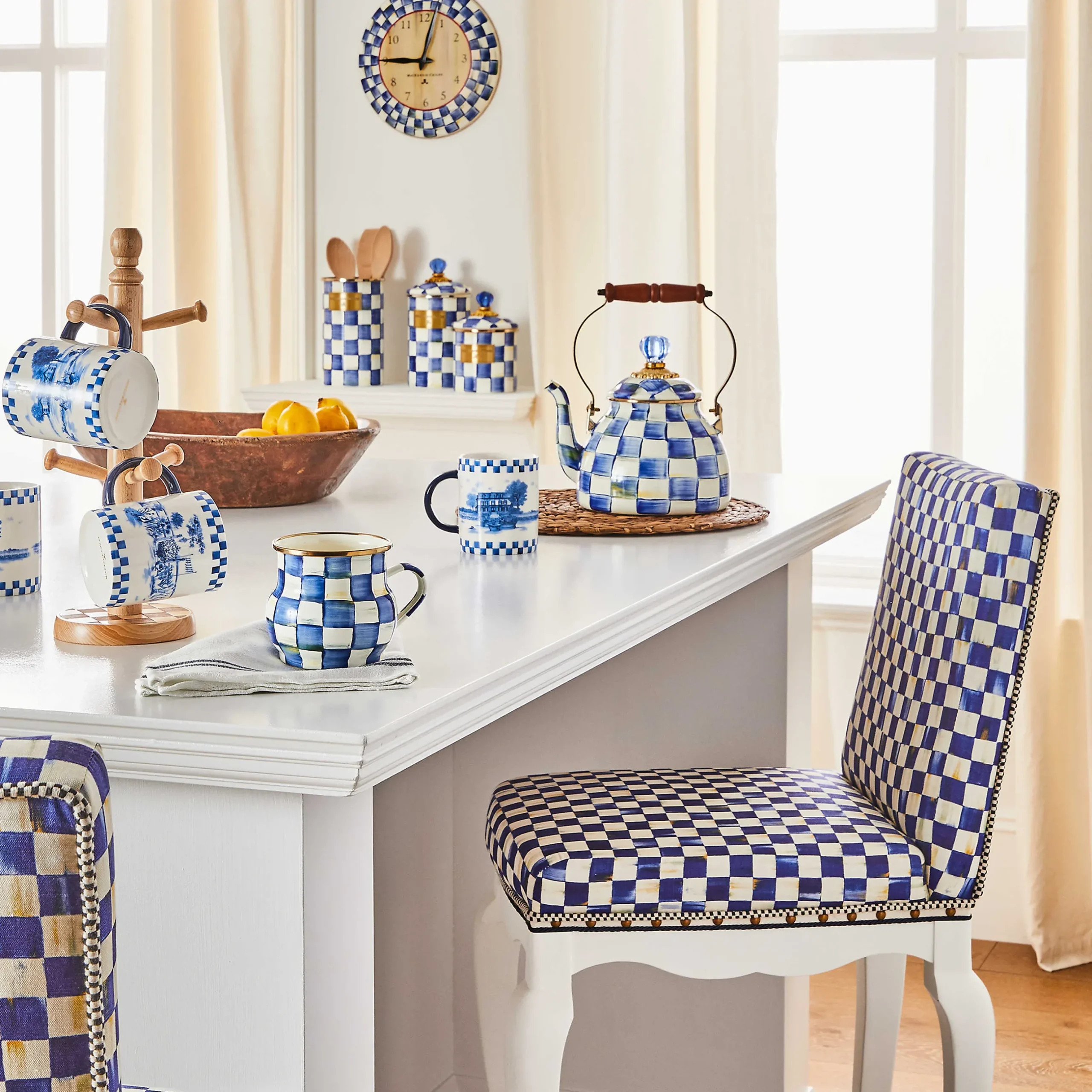 Room Accents|MacKenzie-Childs Royal Check Wall Clock