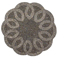 Table Accessories|MacKenzie-Childs Scalloped Black  Silver Beaded Placemat