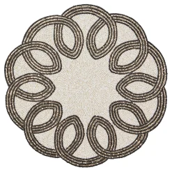 Fall Entertaining|Table Accessories|MacKenzie-Childs Scalloped Black  White Beaded Placemat