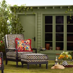 Outdoor|Spring|MacKenzie-Childs Spindle Check Outdoor Ottoman