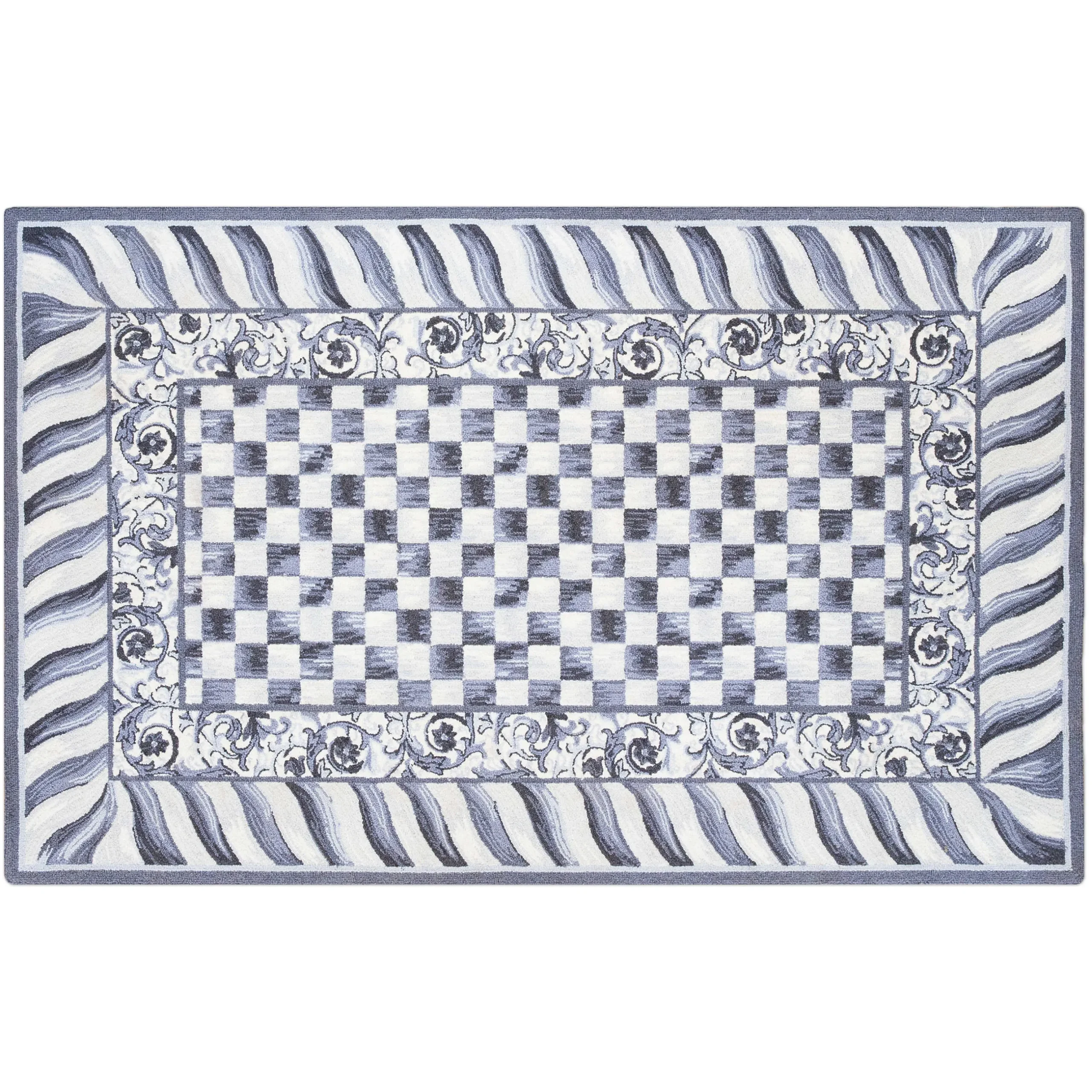 Rugs|MacKenzie-Childs Sterling Check 5' x 8' Rug