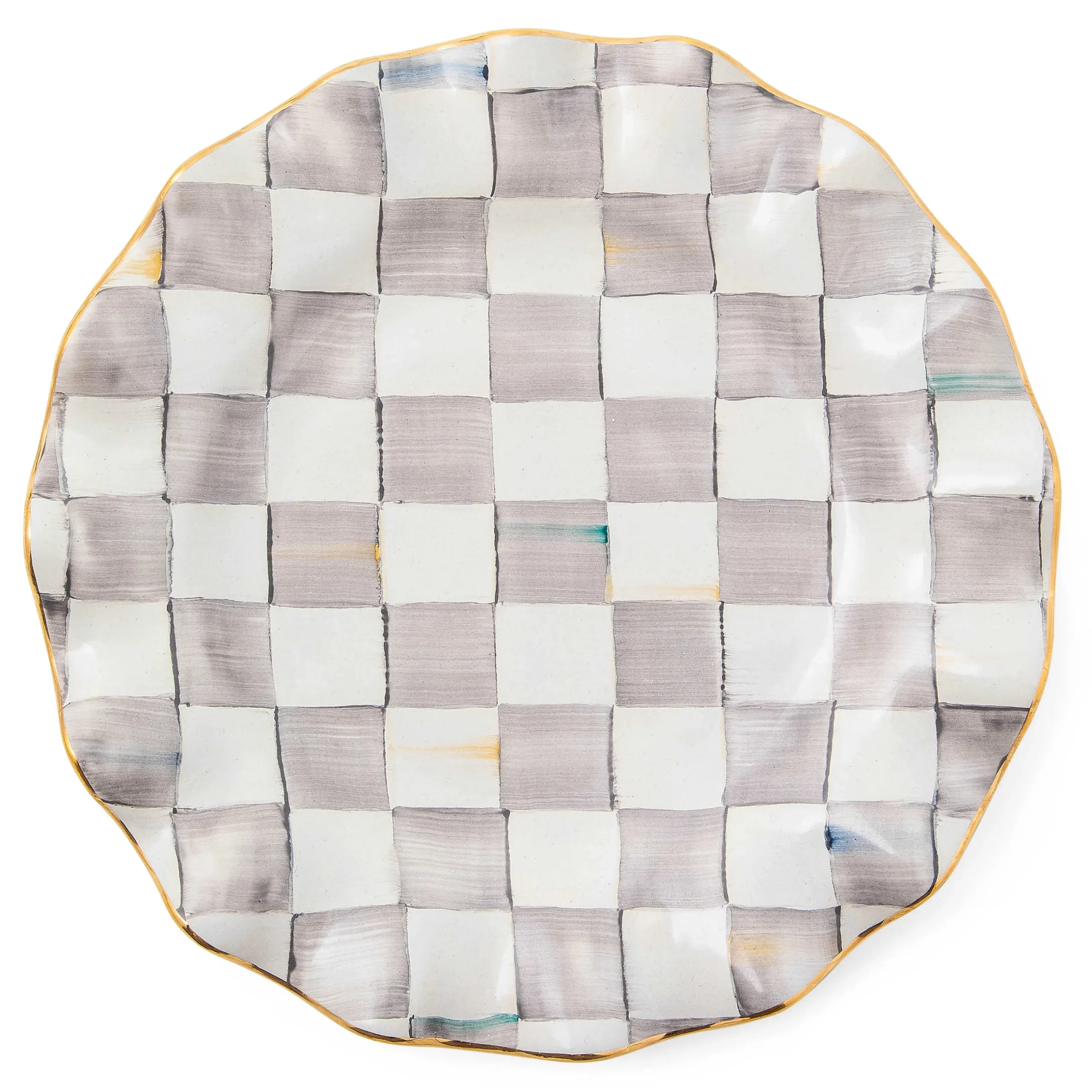 Dinnerware & Flatware|MacKenzie-Childs Sterling Check Ceramic Fluted Dinner Plate